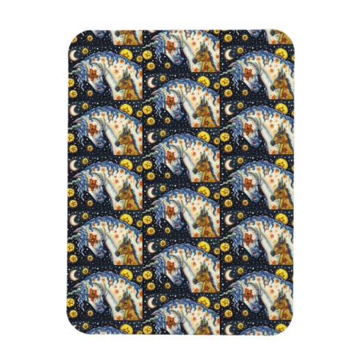 ハロウィーンユニコーン,スターホース&子馬ファンタジー マグネット (縦)