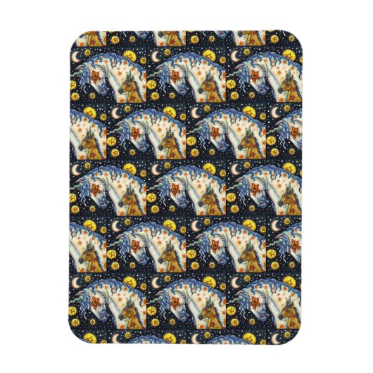 ハロウィーンユニコーン，スターホース&子馬ファンタジー マグネット (縦)