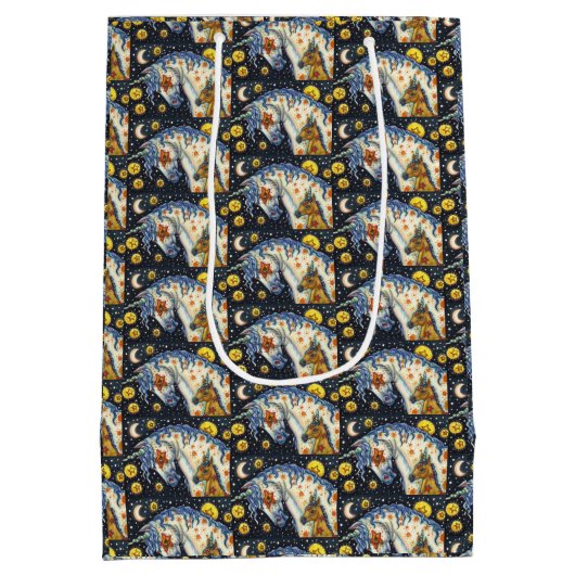 ハロウィーンユニコーン，スターホース&子馬ファンタジー ミディアムペーパーバッグ (裏面)