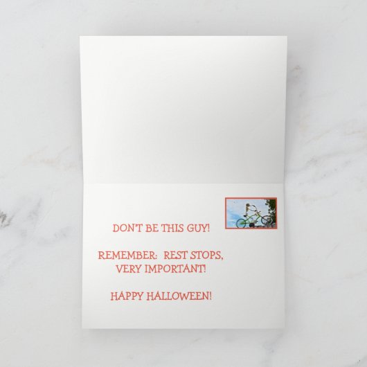 「ハロウィーンユーモア/未知のバイクもしくは自転車に乗る人」/スケルトンカード カード (内部)