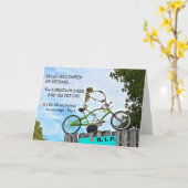 「ハロウィーンユーモア/未知のバイクもしくは自転車に乗る人」/スケルトンカード カード (黄色い花)