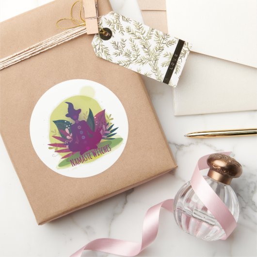 ハロウィーンヨガナマステウィッチ ラウンドシール (ギフト)