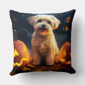 ハロウィーンヨーキプーとカボチャ怖い クッション (裏面)