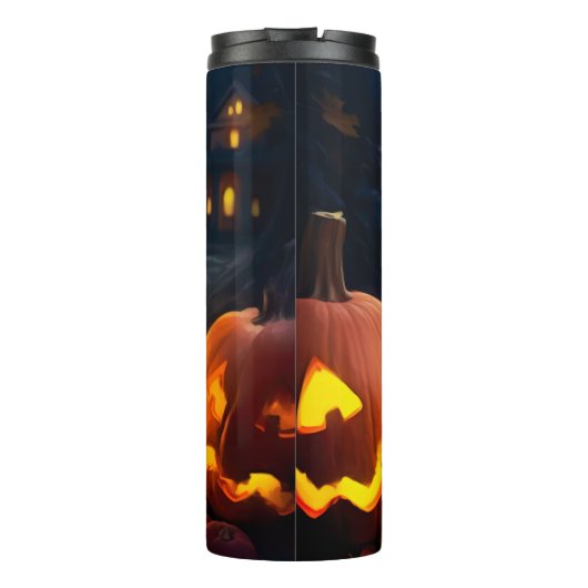 ハロウィーンヨーキプーとカボチャ怖い タンブラー (裏面)