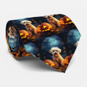 ハロウィーンヨーキプーとカボチャ怖い ネクタイ (ロール)