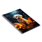 ハロウィーンヨーキプーとカボチャ怖い ノートブック (右側)