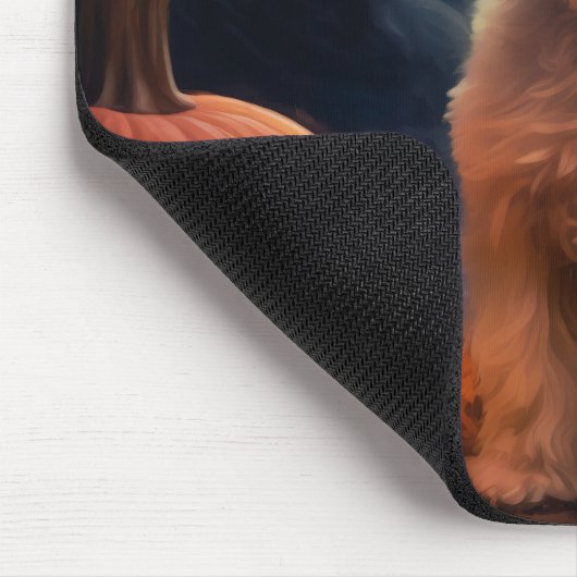 ハロウィーンヨーキプーとカボチャ怖い マウスパッド (コーナー)