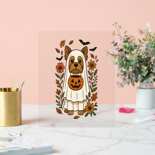 ハロウィーンヨークシャーテリアフラワーハロウィーン アクリルサイン (ウェディング)
