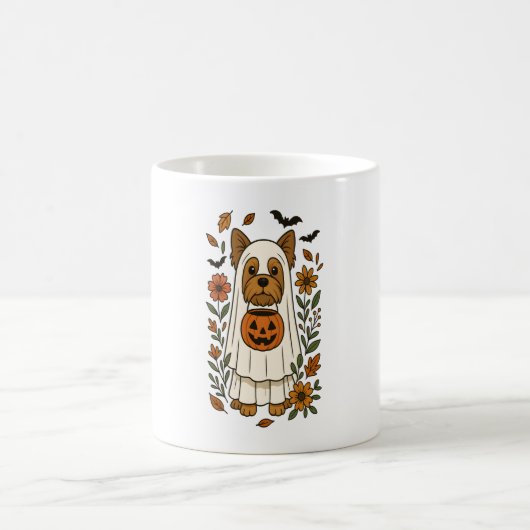 ハロウィーンヨークシャーテリアフラワーハロウィーン コーヒーマグカップ (中央)