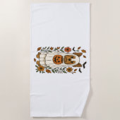 ハロウィーンヨークシャーテリアフラワーハロウィーン ビーチタオル (正面)