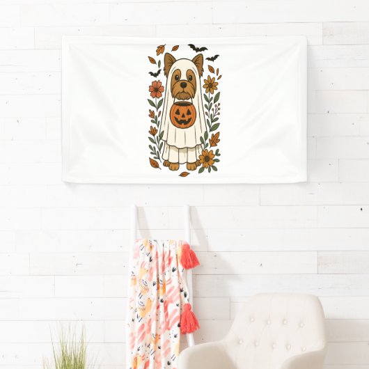 ハロウィーンヨークシャーテリアフラワーハロウィーン 横断幕 (インサイチュ)