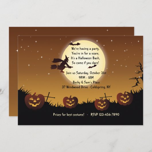 ハロウィーンライドパーティの招待状 招待状 (正面/裏面)