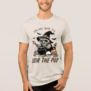 ハロウィーンラクーンおもしろいウィザーモダンド トライブレンドTシャツ