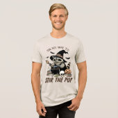 ハロウィーンラクーンおもしろいウィザーモダンド トライブレンドＴシャツ (正面全面)