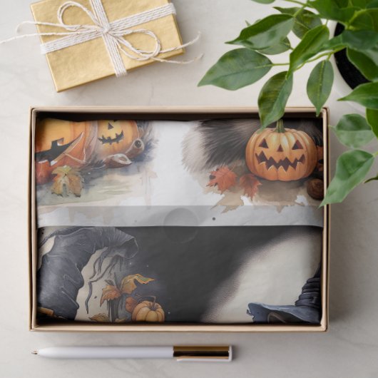 ハロウィーンラクーンコラージュ1デコページ紙 薄葉紙 (ギフト)