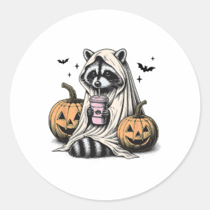 ハロウィーンラクーン幽霊 ラウンドシール