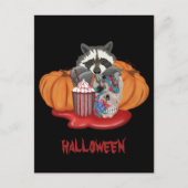 ハロウィーンラクーン(スカルとカボチャ) シーズンポストカード (正面)