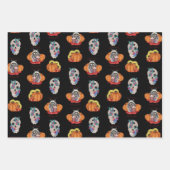 ハロウィーンラクーン(スカルとカボチャ) ラッピングペーパーシート (正面)