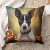 ハロウィーンラットテリアとカボチャ怖い クッション (ブランケット)