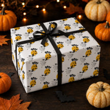 ハロウィーンラッピングペーパー おばけの魔法使い、コウモリ、満月