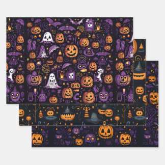 ハロウィーンラッピング紙シートセット3 ラッピングペーパーシート