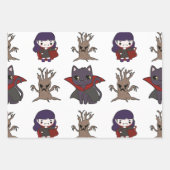 ハロウィーンラッピング紙フラットシートセット3 ラッピングペーパーシート (正面)