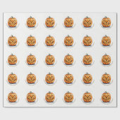 ハロウィーンラッピング紙 – 彫りカボチャカスタム、 ラッピングペーパー (フラット)