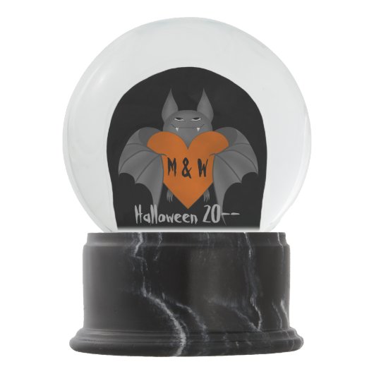 ハロウィーンラブこうもり スノーグローブ (正面)