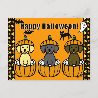 ハロウィーンラブラドールパピースアンドパンプキンス ポストカード