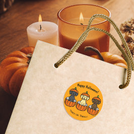 ハロウィーンラブラドールパピースアンドパンプキンス ラウンドシール