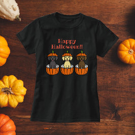 ハロウィーンラブラドールパピースアンドパンプキンス Tシャツ