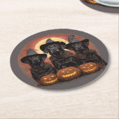 ハロウィーンラブラドールレトリエバードッグスウィッチハット ラウンドペーパーコースター (アングル)