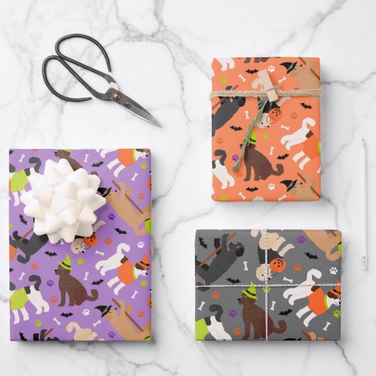 ハロウィーンラブラドール ラッピングペーパーシート (正面)