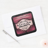 ハロウィーンラベル – 赤と黒の大きい四角 スクエアシール (封筒)