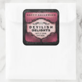 ハロウィーンラベル – 赤と黒の大きい四角 スクエアシール (バッグ)