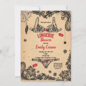 ハロウィーンランジェリーシャワーブラックレッド魔女パーティー 招待状 (正面)