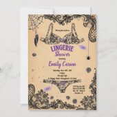 ハロウィーンランジェリーシャワーブラックレースウィッチパーティー 招待状 (正面)