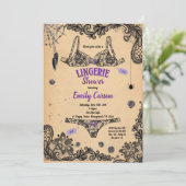 ハロウィーンランジェリーシャワーブラックレースウィッチパーティー 招待状 (スタンド正面)