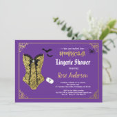 ハロウィーンランジェリーシャワー紫のブラックレース 招待状 (スタンド正面)
