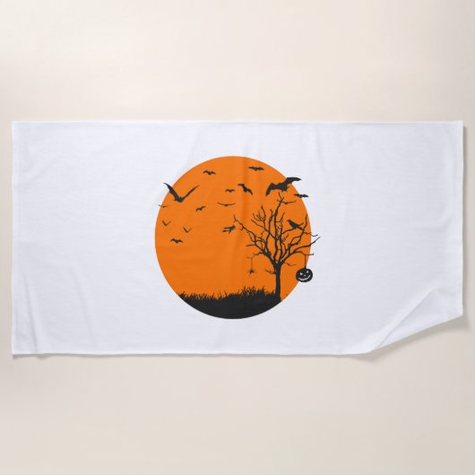 ハロウィーンランドスケープハロウィーンデザイン ビーチタオル (正面)