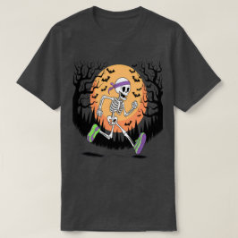 ハロウィーンランナースケルトン：グラフィックフィットネス愛好家 Tシャツ