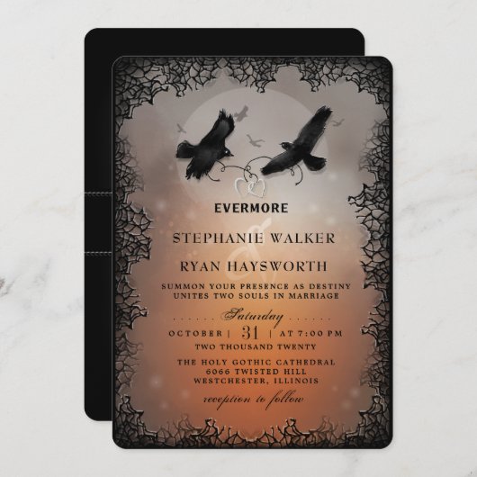 ハロウィーンラヴェンスとハートエバー結婚モア 招待状 (正面/裏面)