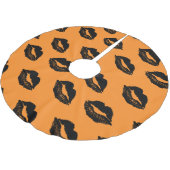 ハロウィーンリップパターンオレンジブラック ブラッシュドポリエステルツリースカート (アングル)