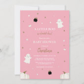 ハロウィーンリトルカボチャboo赤ちゃんシャワーピンク 招待状 (正面)