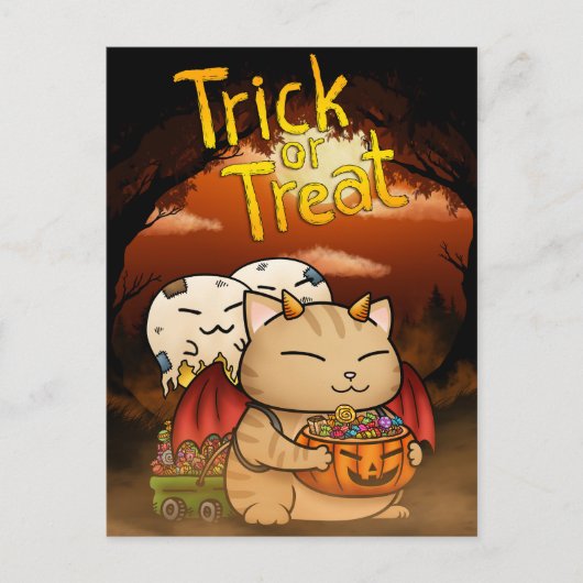 ハロウィーンリトルデビルキャット シーズンポストカード (正面)