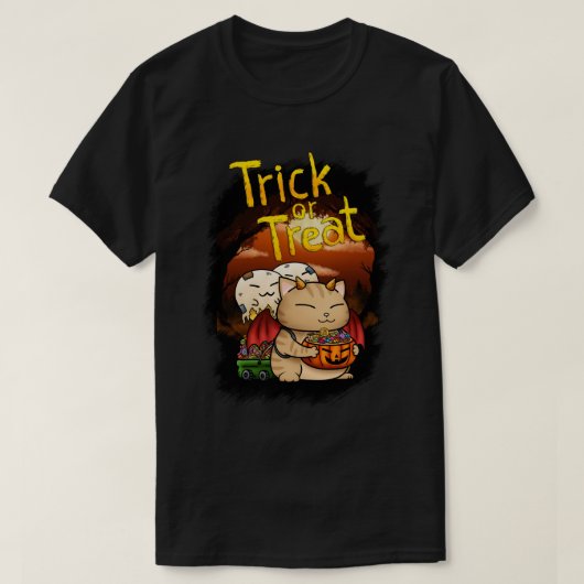 ハロウィーンリトルデビルキャット Tシャツ (デザイン正面)
