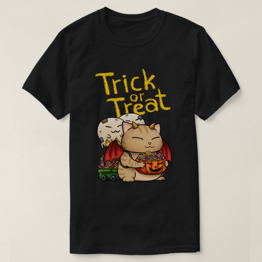 ハロウィーンリトルデビルキャット Tシャツ (デザイン正面)