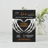 ハロウィーンリトルブスケルトンハート赤ちゃんシャワー 招待状 (スタンド正面)