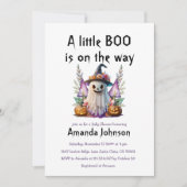 ハロウィーンリトルブダークパープル赤ちゃんシャワー 招待状 (正面)