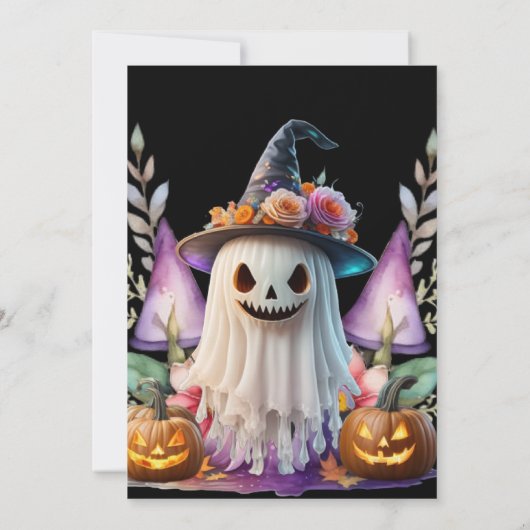 ハロウィーンリトルブダークパープル赤ちゃんシャワー 招待状 (裏面)